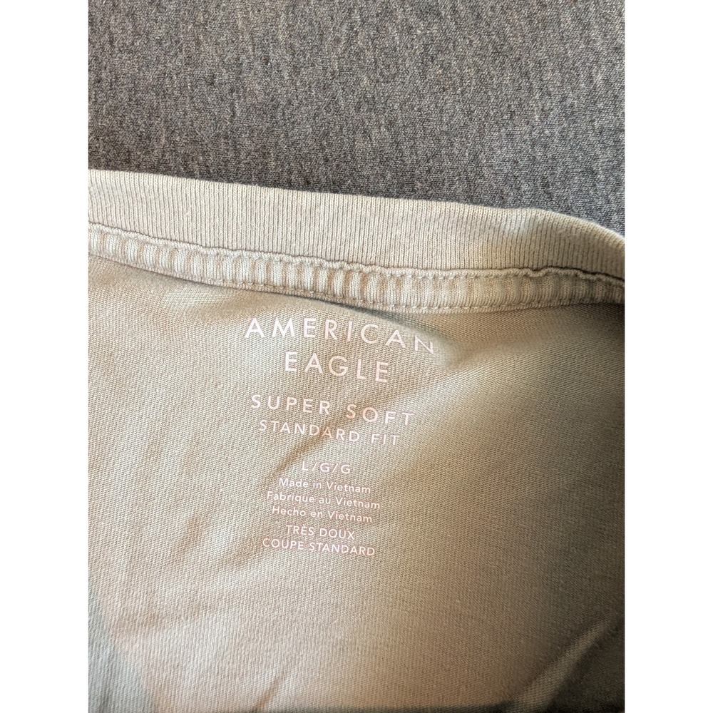 American Eagle Mens Large Super Soft Long Sleeve Graphic Tee Sage Green Eagle - Picture 2 of 5